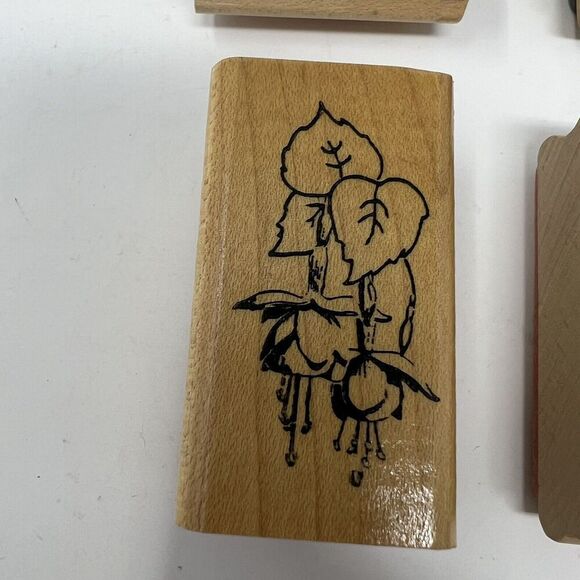 Spring Rubber Stamp Lot Flowers Floral Cluster Grapes Rain Sun Pansy Rose Bird - Picture 9 of 16